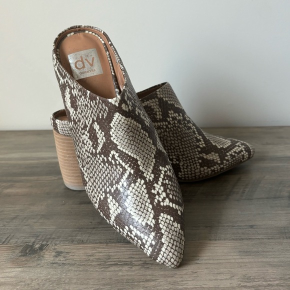 DOLCE VITA Ravyn Block Heel Mule - Size .5 - Natural Multi Snakeskin Print - Picture 12 of 12